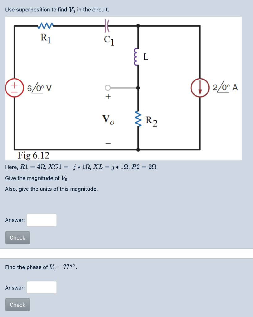 Solved Find the voltage Vo shown in the Figure. R XL + | Chegg.com