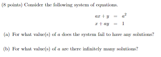 Solved ( 8 points) Consider the following system of | Chegg.com