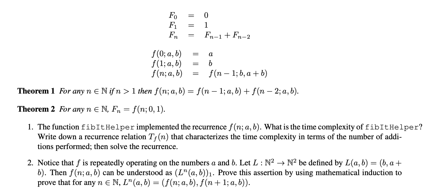 Solved Fo Fi Fn 0 1 Fn-1 + Fn-2 A F(0; A,b) F(1; A,b) F(n; | Chegg.com