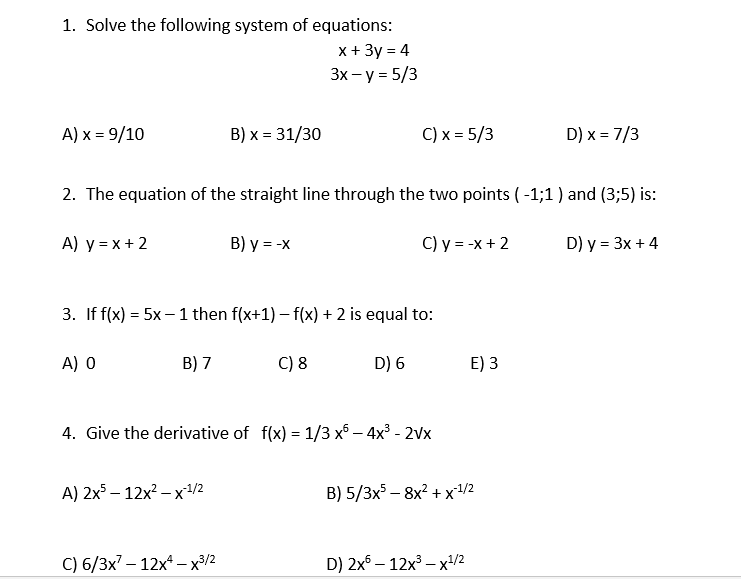 1 Solve The Following System Of Equations X 3y 4 Chegg Com