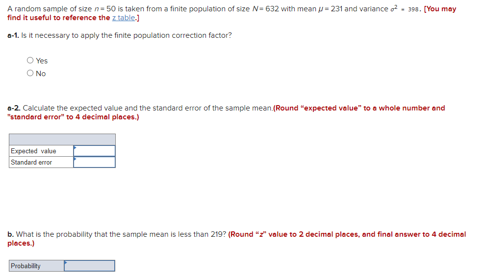 Solved A random sample of size n = 50 is taken from a finite | Chegg.com