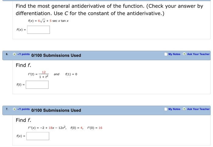 solved-find-the-most-general-antiderivative-of-the-function-chegg