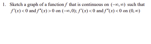 Solved 1. Sketch a graph of a function f that is continuous | Chegg.com