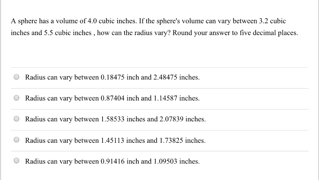 volume of a sphere with a radius of 4.5 inches