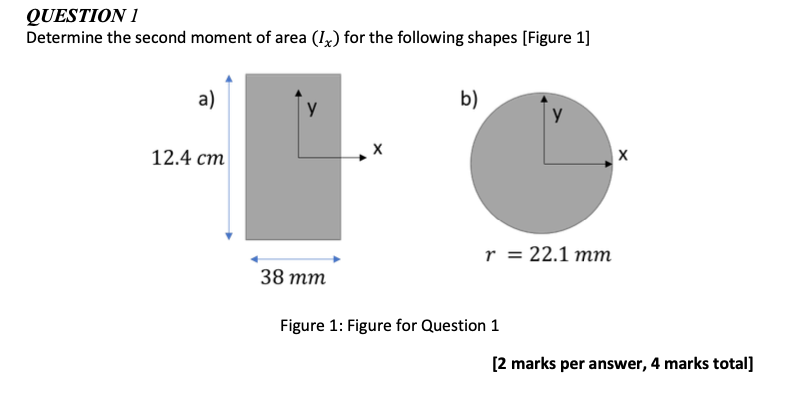 Solved QUESTION 1 Determine the second moment of area (𝐼𝑥) | Chegg.com