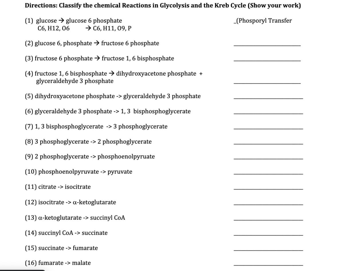 Solved Directions: Classify the chemical Reactions in | Chegg.com