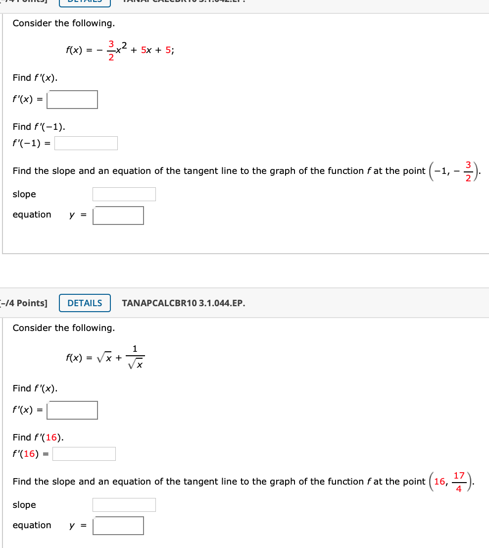 Solved Consider the following. f(x) --*x+ 5 + 5x + 5; Find | Chegg.com