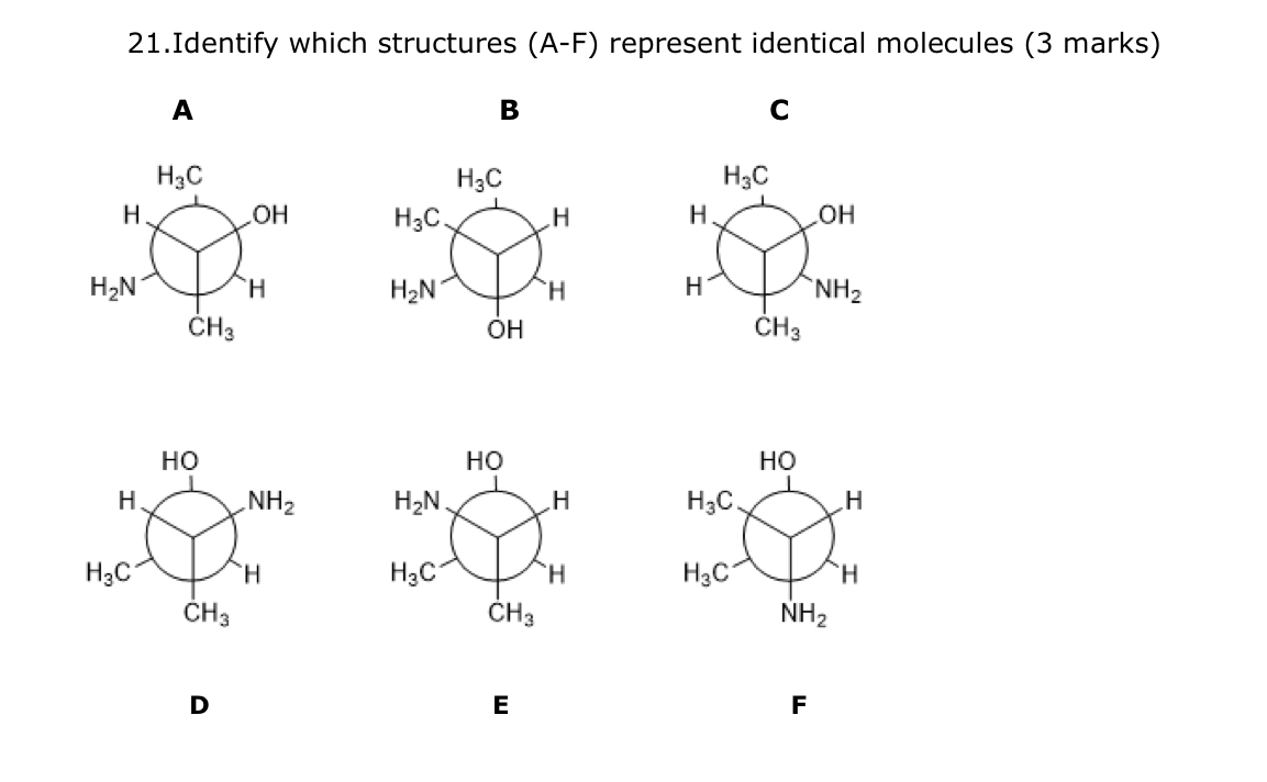 Solved 21.Identify which structures (A−F) represent | Chegg.com