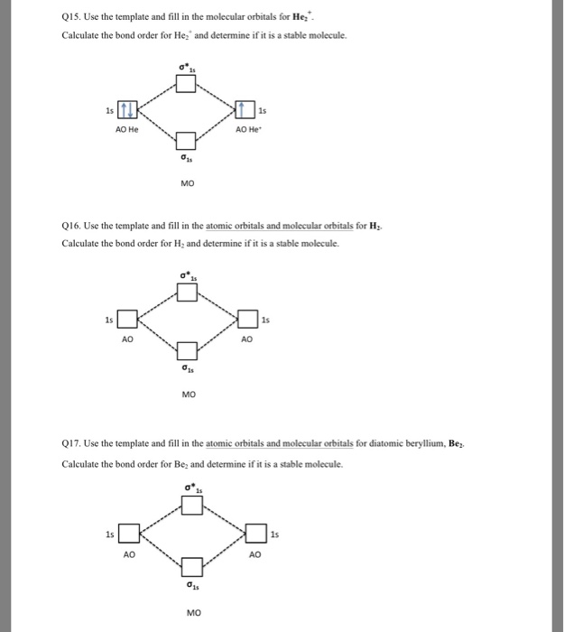Solved Use the template and fill in the molecular orbitals | Chegg.com
