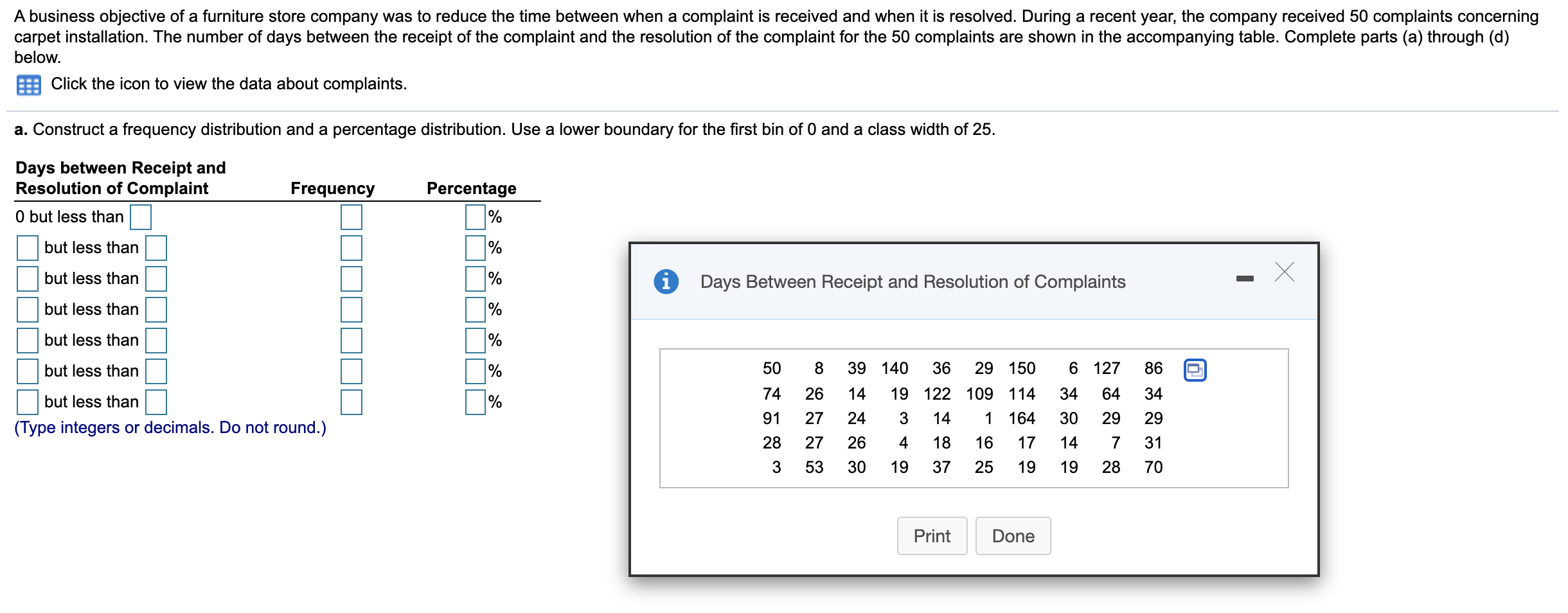 Solved A business objective of a furniture store company was