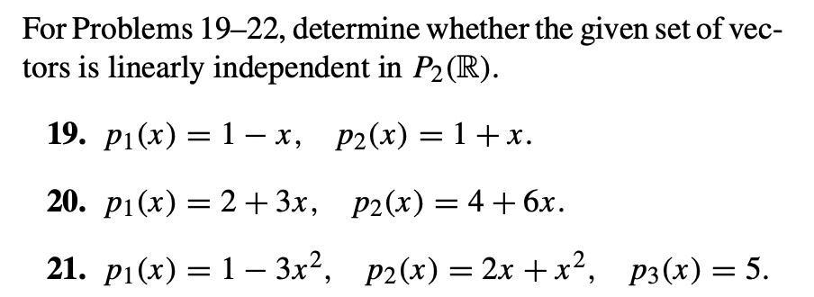 Solved For Problems 19-22, determine whether the given set | Chegg.com
