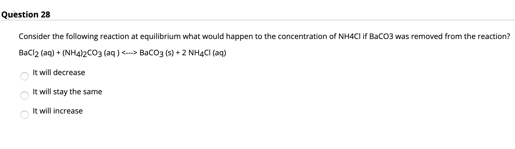 Solved Question 28 Consider the following reaction at | Chegg.com