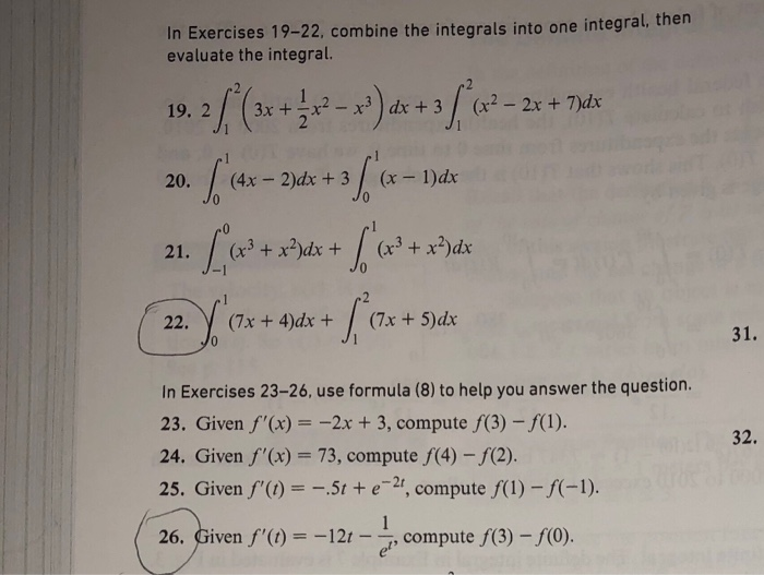 Solved , then In Exercises 19-22, combine the integrals into | Chegg.com