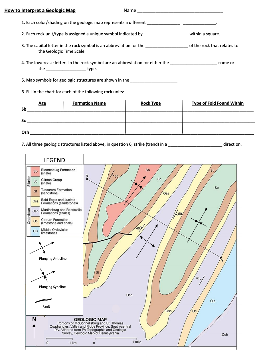 Solved How To Interpreta Geologic Map Name 1. Each | Chegg.com