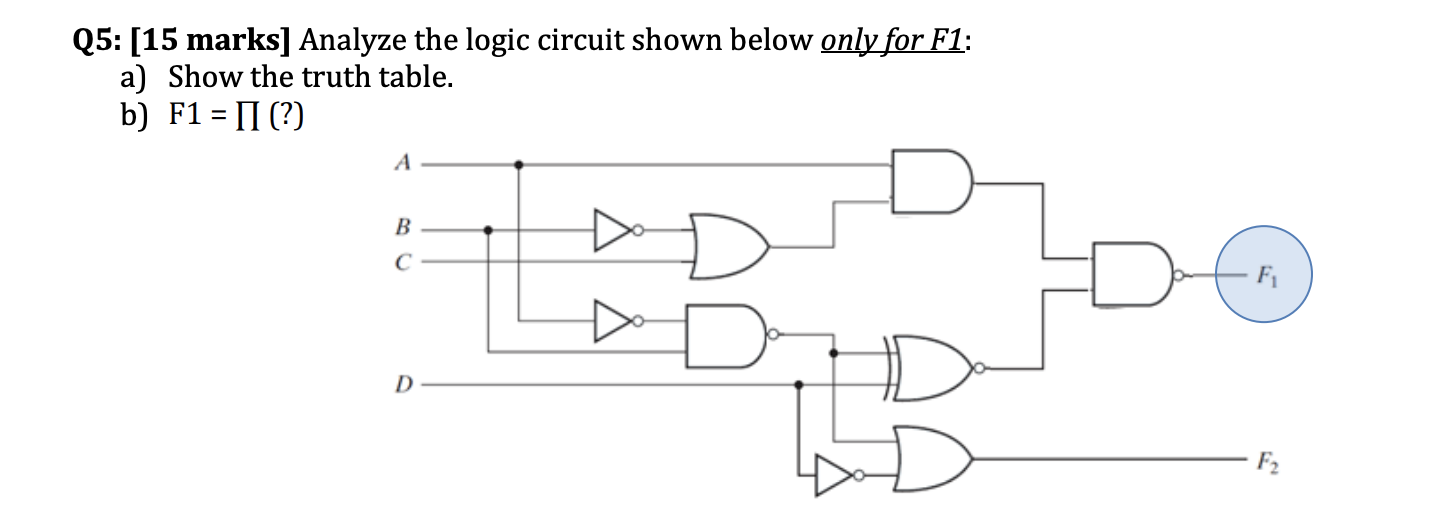 Solved Q5: [15 marks] Analyze the logic circuit shown below | Chegg.com