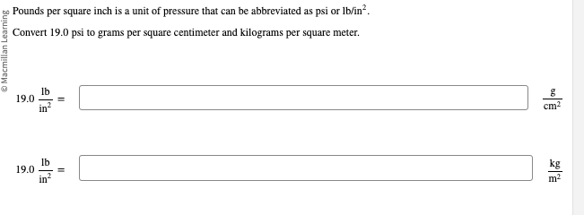 Solved Pounds per square inch is a unit of pressure that can | Chegg.com