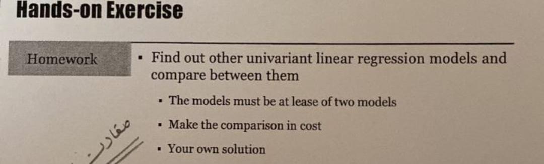 Compare 2 OR 3 models, Must compare in terms of | Chegg.com
