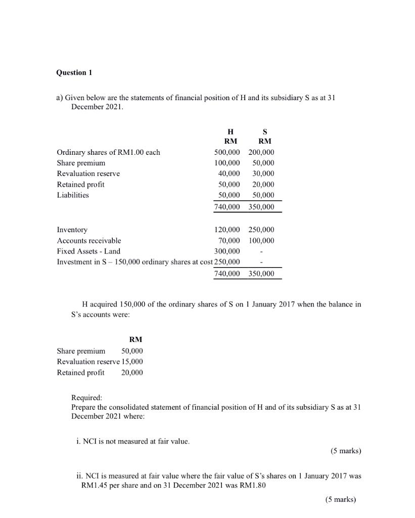 Solved A) Given Below Are The Statements Of Financial | Chegg.com