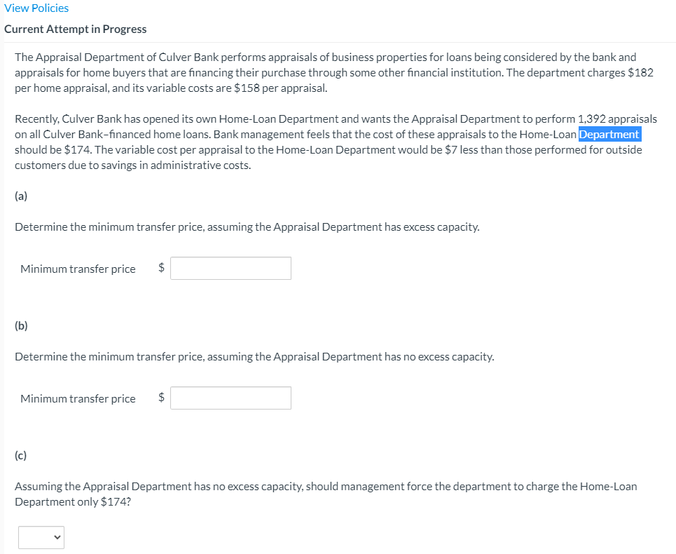 Solved View Policies Current Attempt In Progress The | Chegg.com