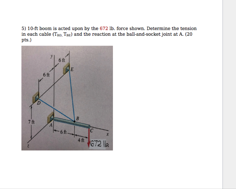 Solved 10-ft boom is acted upon by the lb. force shown. | Chegg.com