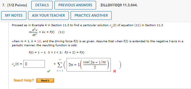 Solved 7. (1/2 Points) DETAILS PREVIOUS ANSWERS ZILLDIFFEQ9 | Chegg.com