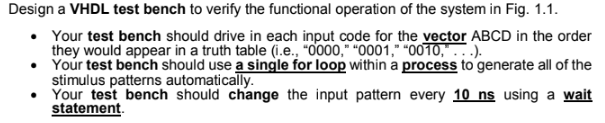 Design a VHDL test bench to verify the functional | Chegg.com