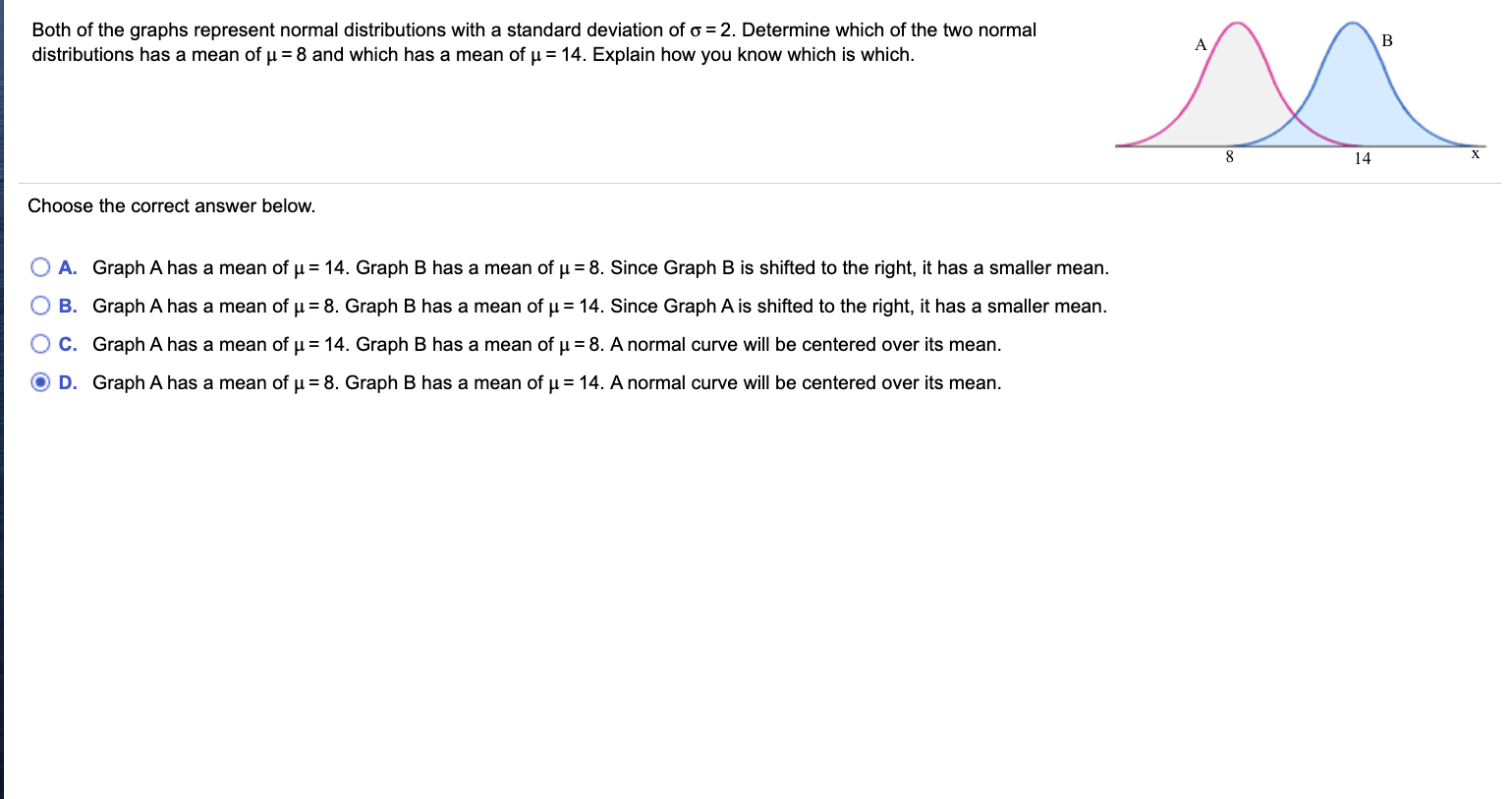 Solved Both Of The Graphs Represent Normal Distributions Chegg Com