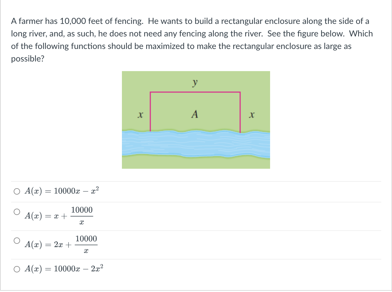 Solved A farmer has 10 000 feet of fencing. He wants to Chegg