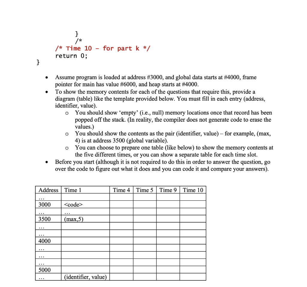 Ques. 4: Consider the C code shown below, and answer | Chegg.com