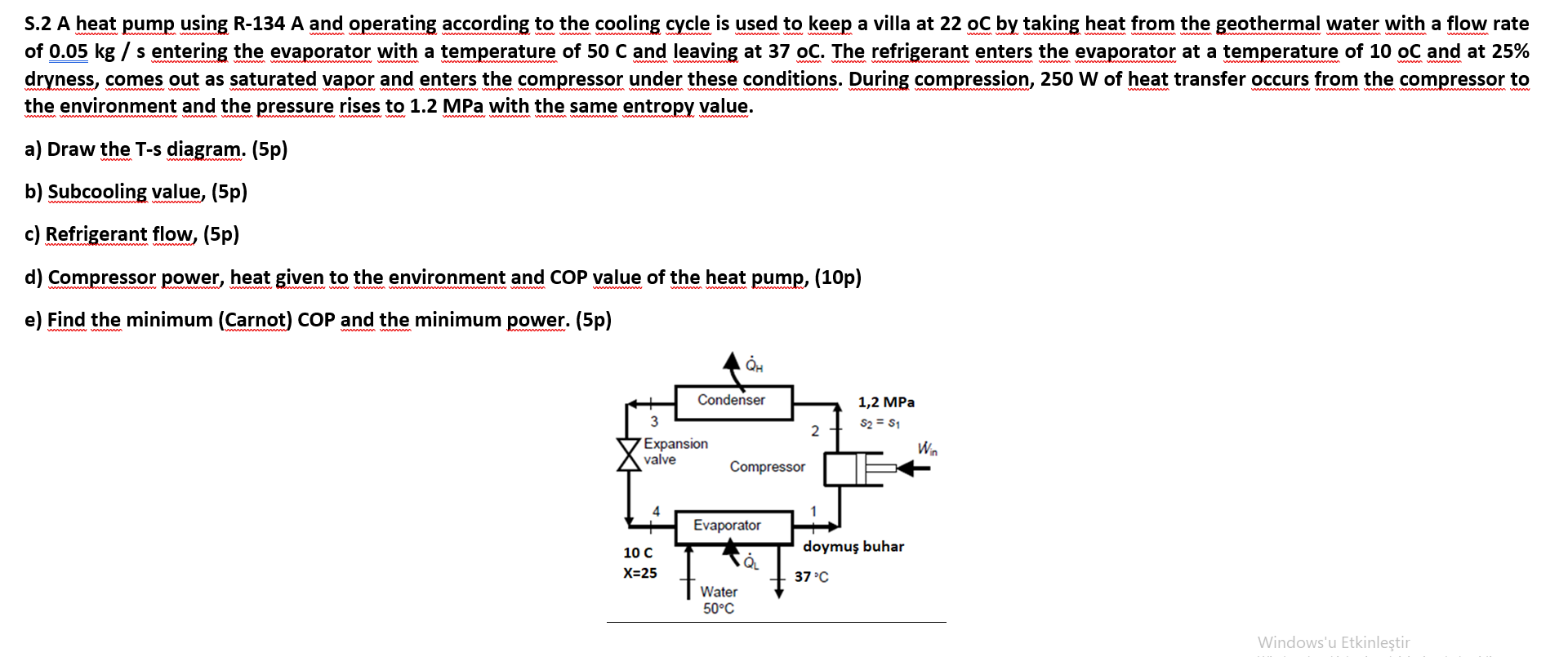 Solved S.2 A Heat Pump Using R-134 A And Operating According | Chegg.com