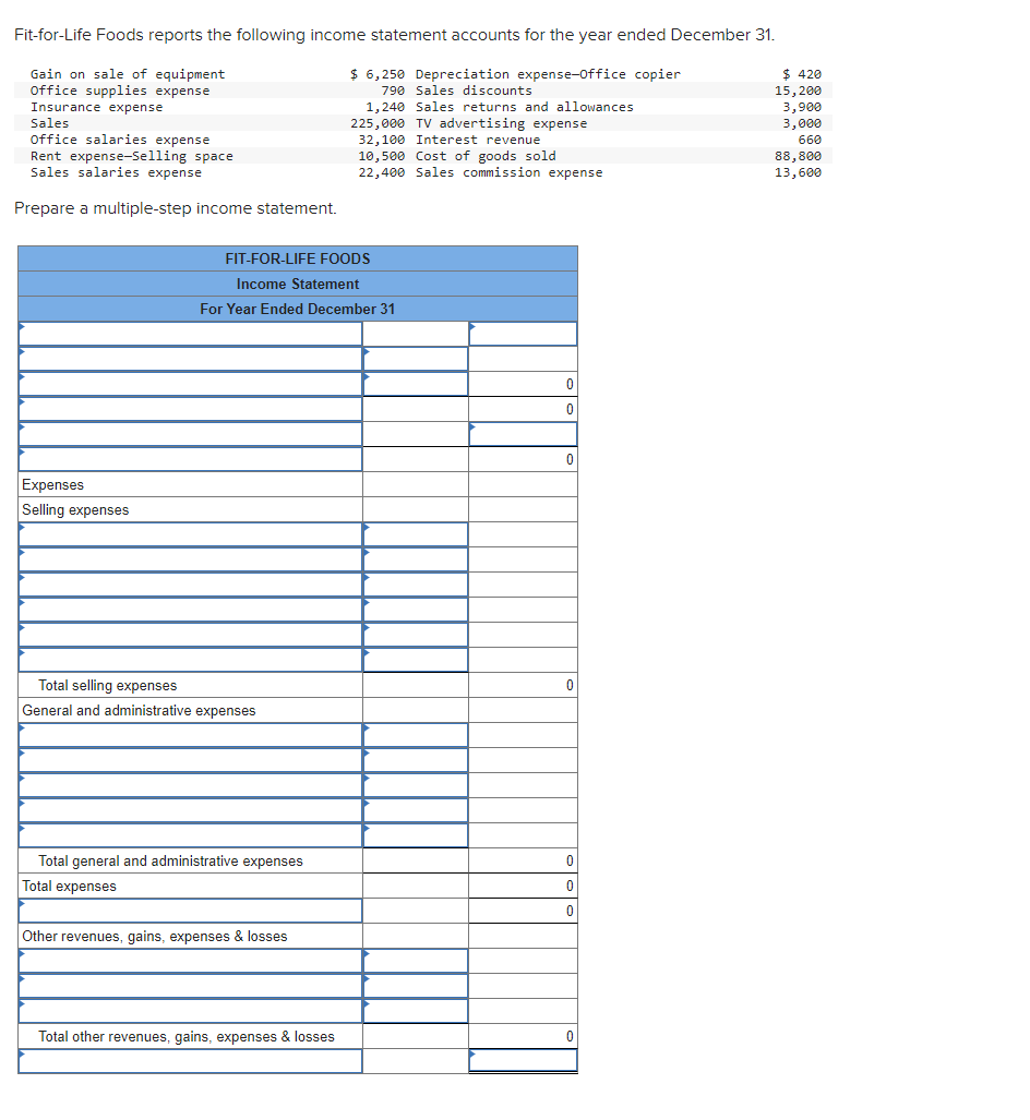 Solved Fit-for-Life Foods reports the following income | Chegg.com