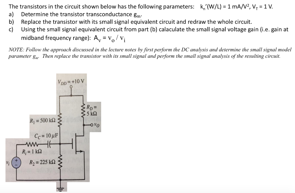 Solved The transistors in the circuit shown below has the | Chegg.com