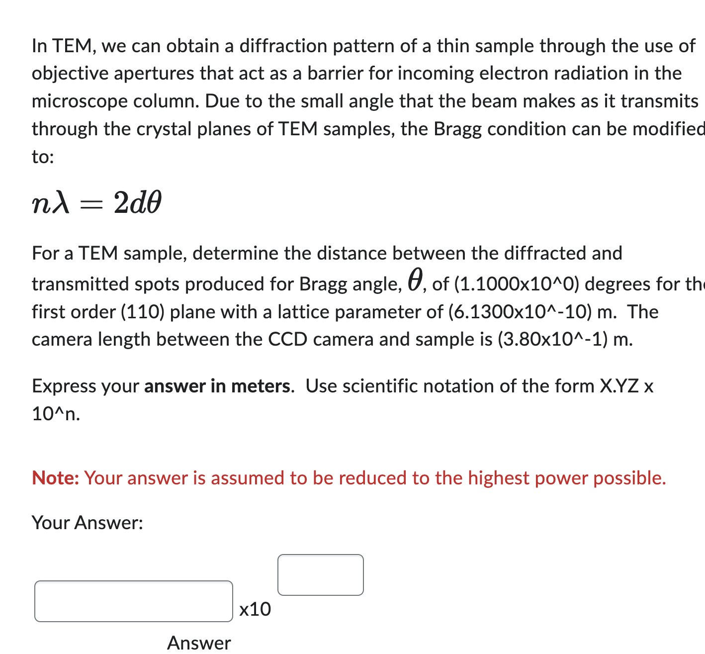 Solved In TEM, we can obtain a diffraction pattern of a thin | Chegg.com