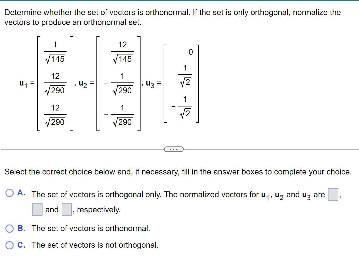 Solved Determine Whether The Set Of Vectors Is Orthonormal