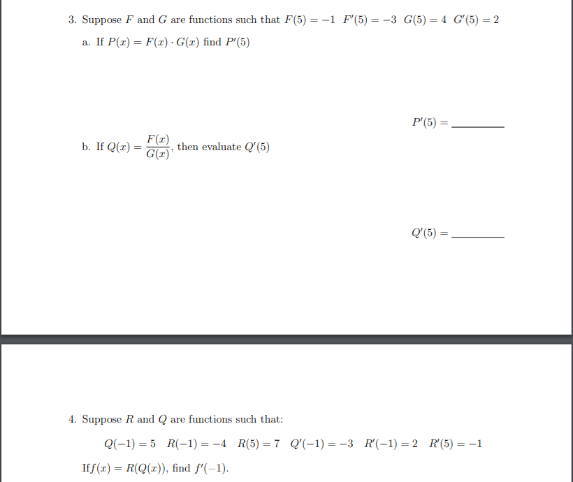 Solved 3 Suppose F And G Are Functions Such That F 5 Chegg Com