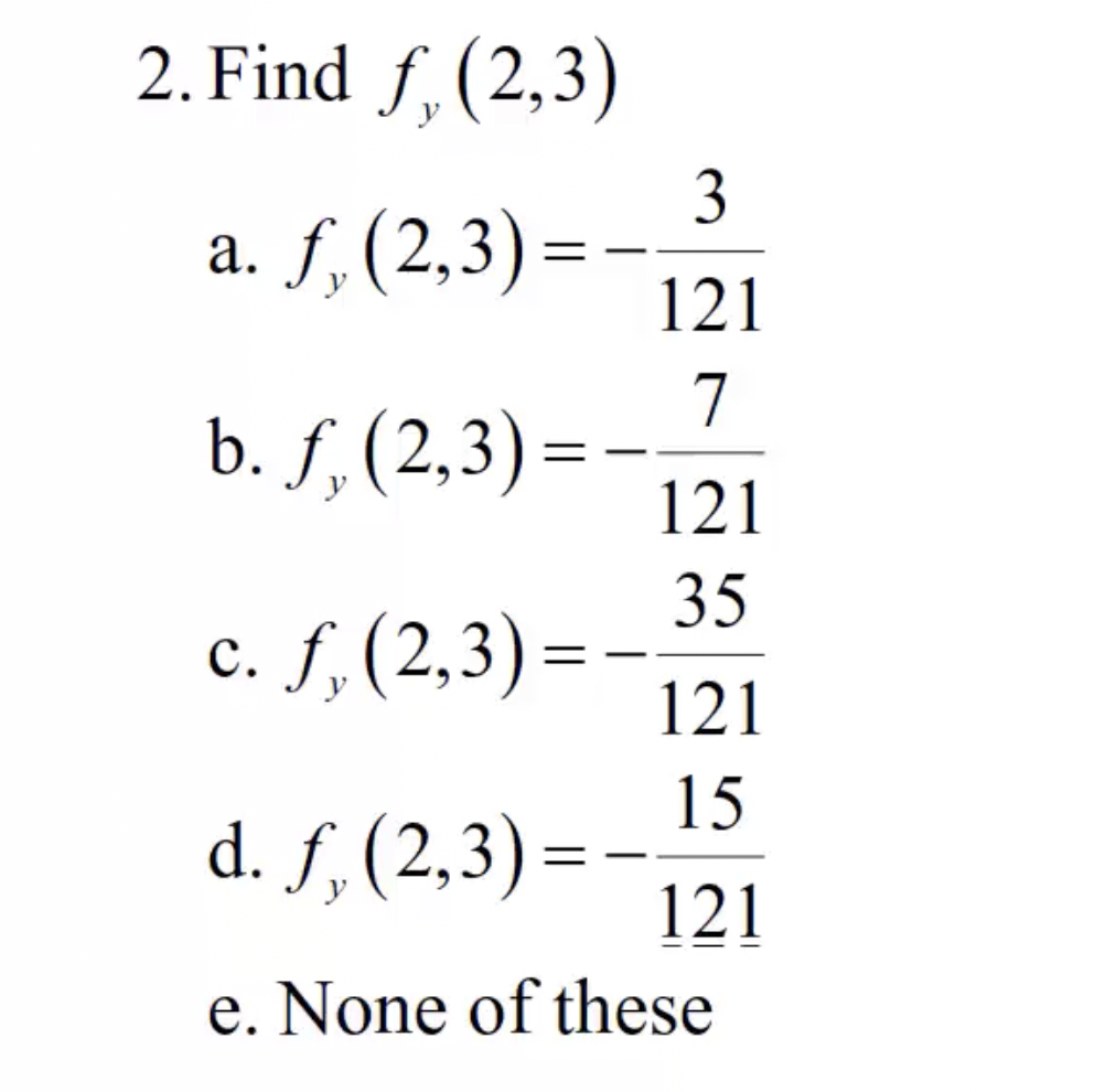 Solved Use the function below 1. Find f (2,3) a. f (2,3)= b. | Chegg.com