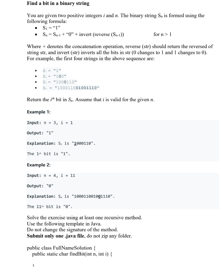 Solved Find A Bit In A Binary String You Are Given Two | Chegg.com