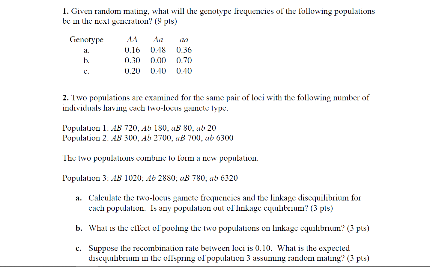 Solved 1. Given Random Mating, What Will The Genotype | Chegg.com