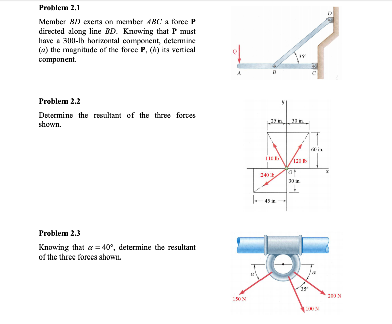 Solved Problem 2.1 Member BD Exerts On Member ABC A Force P | Chegg.com