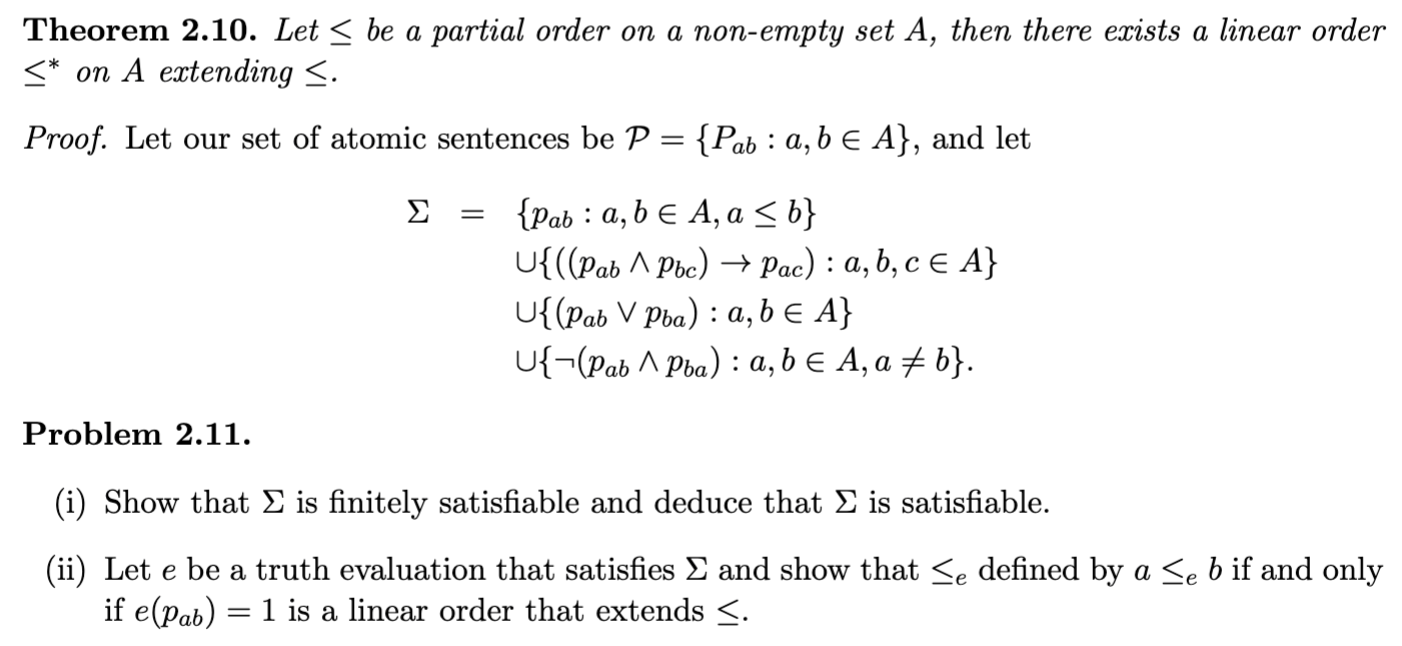 Theorem 2.10. Let be a partial order on a non empty Chegg