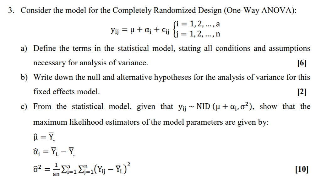 Solved Li In 3 Consider The Model For The Completely Ran Chegg Com