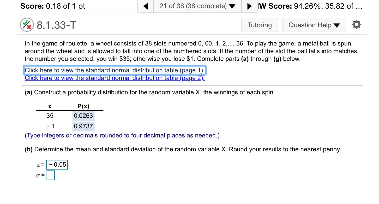 Solved Score: 0.18 of 1 pt 21 of 38 (38 complete) W Score: | Chegg.com