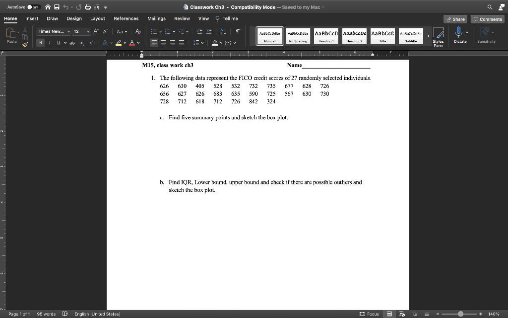 Solved For the following data find standard deviation by
