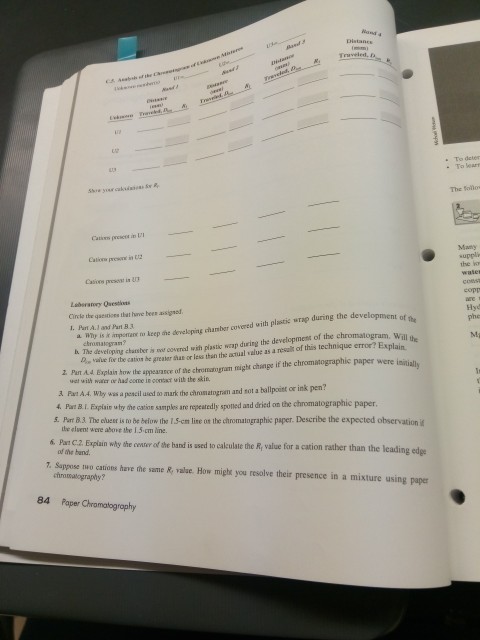 experiment 4 paper chromatography answers