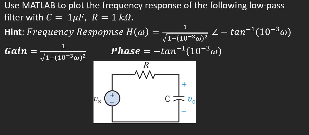Solved = 1 = Use MATLAB to plot the frequency response of | Chegg.com