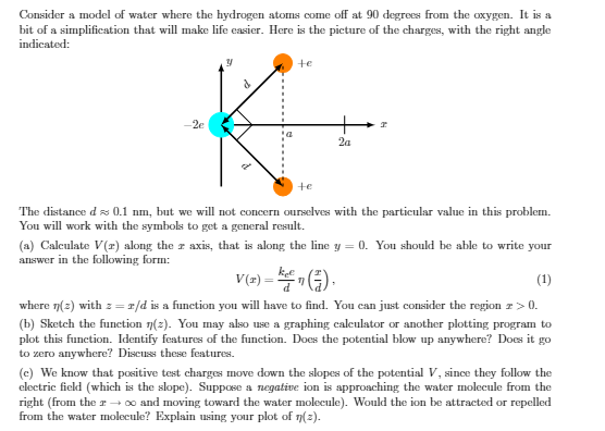 Solved Consider a model of water where the hydrogen atoms | Chegg.com