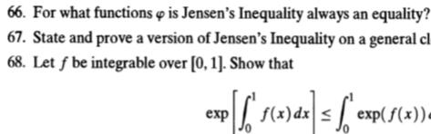 Solved 66. For what functions o is Jensen's Inequality | Chegg.com