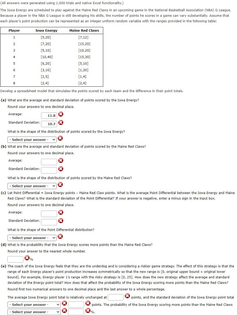 Solved (All answers were generated using 1,000 trials and