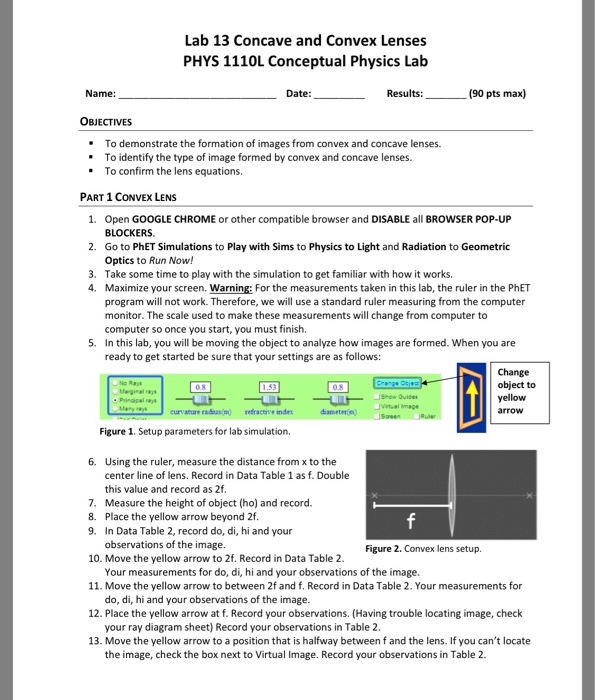 Solved Lab 13 Concave and Convex Lenses PHYS 111OL