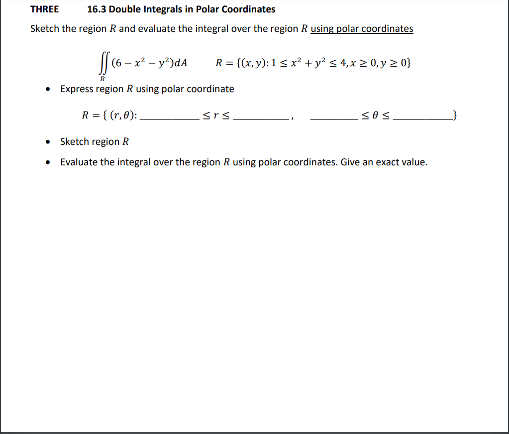 Solved THREE 16.3 Double Integrals in Polar Coordinates | Chegg.com